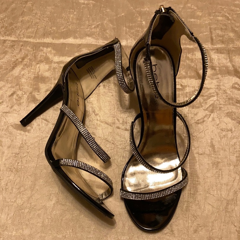 Bebe Janae Rhinestone Sandal Heels